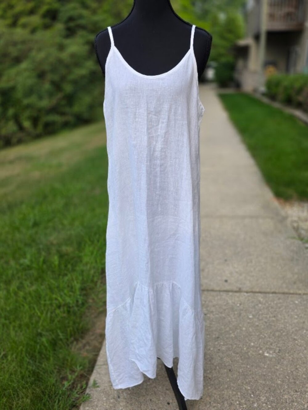 Terzo Millennio White 100% Linen Maxi Dress Made in Italy M NWT